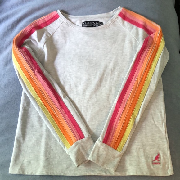 Kangol Women’s Long sleeve Rainbow Stripe Athletic Top ~ size Medium - Picture 2 of 13